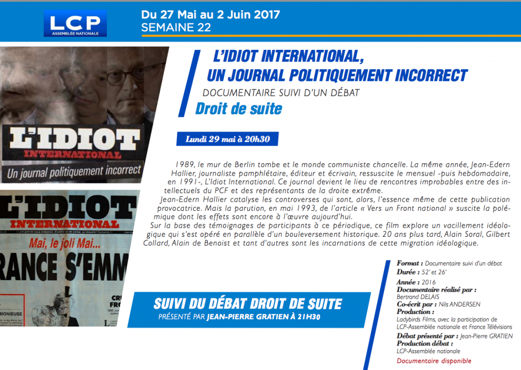 LCP_Documentaire et débat_L'idiot international